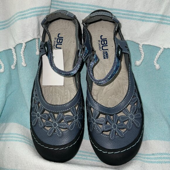 JBU BY JAMBU Women's Mary Jane Wildflower Boho Sandals in Denim Blue 8 M - Picture 3 of 8